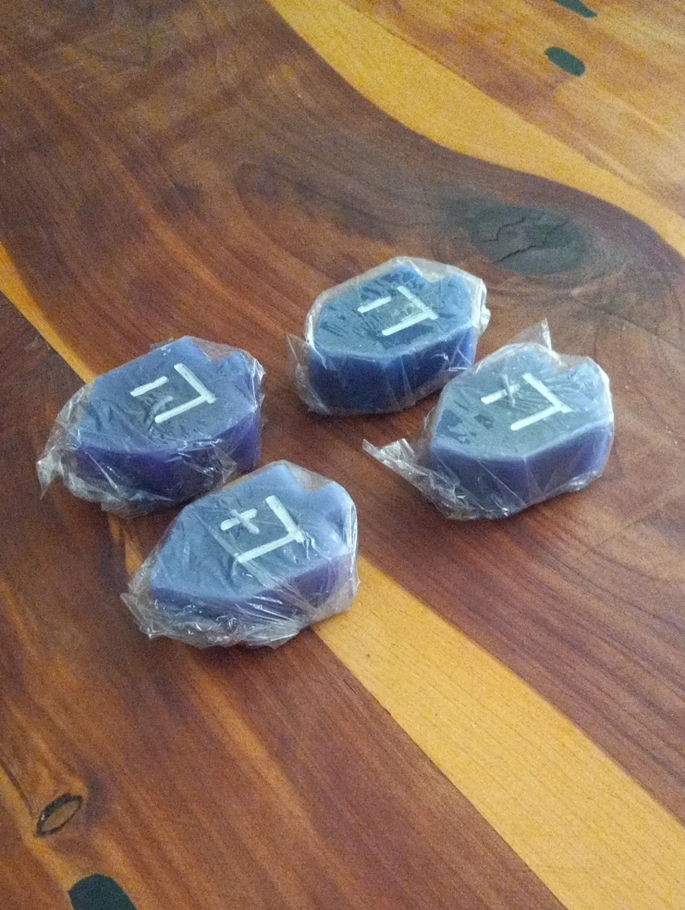 Blue Dreidel And Silver Star Of David Shaped Candles